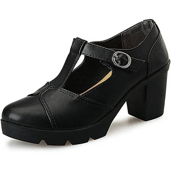 Mary Jane Shoes Dadawen Womens Black Chunky Heel Platform 95 Mary